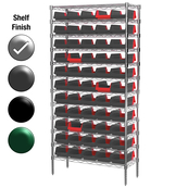12"D x 36"W x 74"H Chrome Shelf w/ (12) Shelves and (55) 36462s