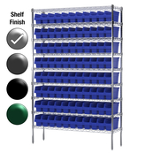 12"D x 48"W x 74"H Chrome Shelf w/ (9) Shelves and (88) 30040s
