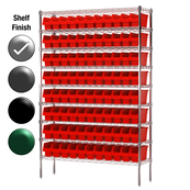 12"D x 48"W x 74"H Chrome Shelf w/ (9) Shelves and (88) 30040s