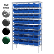 12"D x 48"W x 74"H Chrome Shelf w/ (9) Shelves and (40) 30080s