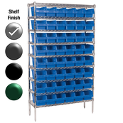 12"D x 48"W x 74"H Chrome Shelf w/ (9) Shelves and (48) 30090s