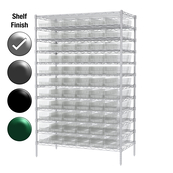 12"D x 48"W x 74"H Chrome Shelf w/ (12) Shelves and (66) 30130s