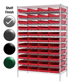 12"D x 48"W x 74"H Chrome Shelf w/ (12) Shelves and (44) 30170s