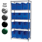18"D x 36"W x 74"H Chrome Shelf w/ (5) Shelves and (12) 13014s