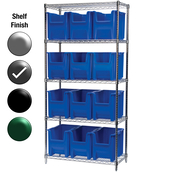 18"D x 36"W x 74"H Grey Epoxy Shelf w/ (5) Shelves and (12) 13014s