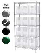 18"D x 36"W x 74"H Grey Epoxy Shelf w/ (5) Shelves and (12) 13014s