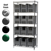 18"D x 36"W x 74"H Chrome Shelf w/ (5) Shelves and (12) 13014s
