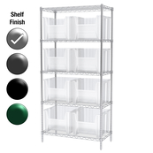 18"D x 36"W x 74"H Chrome Shelf w/ (5) Shelves and (8) 13018s