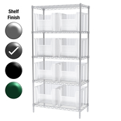 18"D x 36"W x 74"H Grey Epoxy Shelf w/ (5) Shelves and (8) 13018s