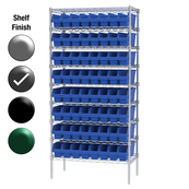 18"D x 36"W x 74"H Grey Epoxy Shelf w/ (9) Shelves and (64) 30048s