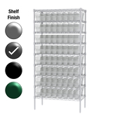 18"D x 36"W x 74"H Grey Epoxy Shelf w/ (9) Shelves and (64) 30048s
