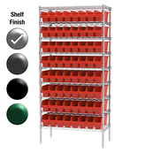 18"D x 36"W x 74"H Chrome Shelf w/ (9) Shelves and (64) 30048s