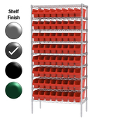 18"D x 36"W x 74"H Grey Epoxy Shelf w/ (9) Shelves and (64) 30048s