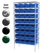 18"D x 36"W x 74"H Chrome Shelf w/ (9) Shelves and (32) 30088s
