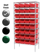 18"D x 36"W x 74"H Chrome Shelf w/ (9) Shelves and (32) 30088s