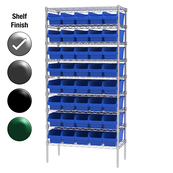 18"D x 36"W x 74"H Chrome Shelf w/ (9) Shelves and (40) 30098s