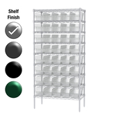 18"D x 36"W x 74"H Chrome Shelf w/ (9) Shelves and (40) 30098s