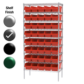 18"D x 36"W x 74"H Grey Epoxy Shelf w/ (9) Shelves and (40) 30098s