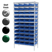 18"D x 36"W x 74"H Chrome Shelf w/ (12) Shelves and (44) 30158s