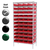 18"D x 36"W x 74"H Chrome Shelf w/ (12) Shelves and (44) 30158s