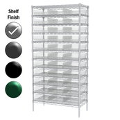 18"D x 36"W x 74"H Chrome Shelf w/ (12) Shelves and (33) 30178s