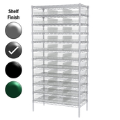 18"D x 36"W x 74"H Grey Epoxy Shelf w/ (12) Shelves and (33) 30178s