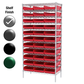 18"D x 36"W x 74"H Chrome Shelf w/ (12) Shelves and (33) 30178s