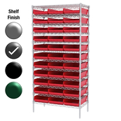 18"D x 36"W x 74"H Grey Epoxy Shelf w/ (12) Shelves and (33) 30178s