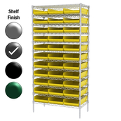 18"D x 36"W x 74"H Grey Epoxy Shelf w/ (12) Shelves and (33) 30178s