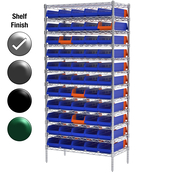 18"D x 36"W x 74"H Chrome Shelf w/ (12) Shelves and (55) 36468s