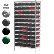 18"D x 36"W x 74"H Chrome Shelf w/ (12) Shelves and (55) 36468s