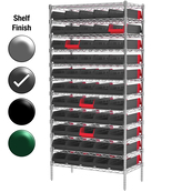18"D x 36"W x 74"H Grey Epoxy Shelf w/ (12) Shelves and (55) 36468s