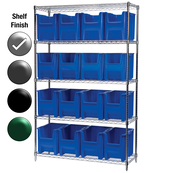 18"D x 48"W x 74"H Chrome Shelf w/ (5) Shelves and (16) 13014s