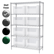 18"D x 48"W x 74"H Chrome Shelf w/ (5) Shelves and (8) 13018s