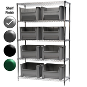 18"D x 48"W x 74"H Chrome Shelf w/ (5) Shelves and (8) 13018s