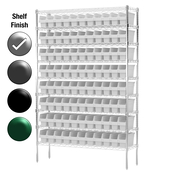 18"D x 48"W x 74"H Chrome Shelf w/ (9) Shelves and (88) 30048s