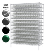 18"D x 48"W x 74"H Chrome Shelf w/ (12) Shelves and (121) 30128s