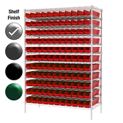 18"D x 48"W x 74"H Chrome Shelf w/ (12) Shelves and (121) 30128s