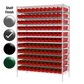 18"D x 48"W x 74"H Grey Epoxy Shelf w/ (12) Shelves and (121) 30128s