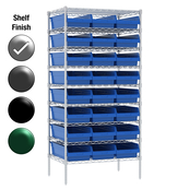 24"D x 36"W x 74"H Chrome Shelf w/ (9) Shelves and (24) 30014s