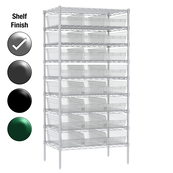 24"D x 36"W x 74"H Chrome Shelf w/ (9) Shelves and (24) 30014s