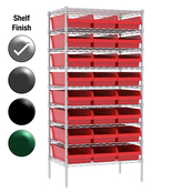 24"D x 36"W x 74"H Chrome Shelf w/ (9) Shelves and (24) 30014s