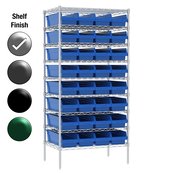 24"D x 36"W x 74"H Chrome Shelf w/ (9) Shelves and (32) 30084s
