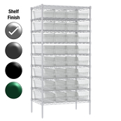 24"D x 36"W x 74"H Chrome Shelf w/ (9) Shelves and (32) 30084s