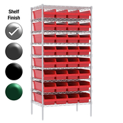 24"D x 36"W x 74"H Chrome Shelf w/ (9) Shelves and (32) 30084s