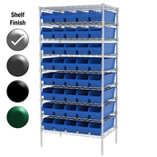 24"D x 36"W x 74"H Chrome Shelf w/ (9) Shelves and (40) 30094s