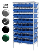 24"D x 36"W x 74"H Grey Epoxy Shelf w/ (9) Shelves and (40) 30094s