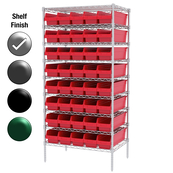 24"D x 36"W x 74"H Chrome Shelf w/ (9) Shelves and (40) 30094s