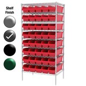 24"D x 36"W x 74"H Grey Epoxy Shelf w/ (9) Shelves and (40) 30094s