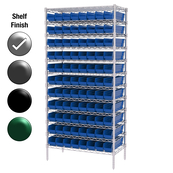 24"D x 36"W x 74"H Chrome Shelf w/ (12) Shelves and (88) 30124s